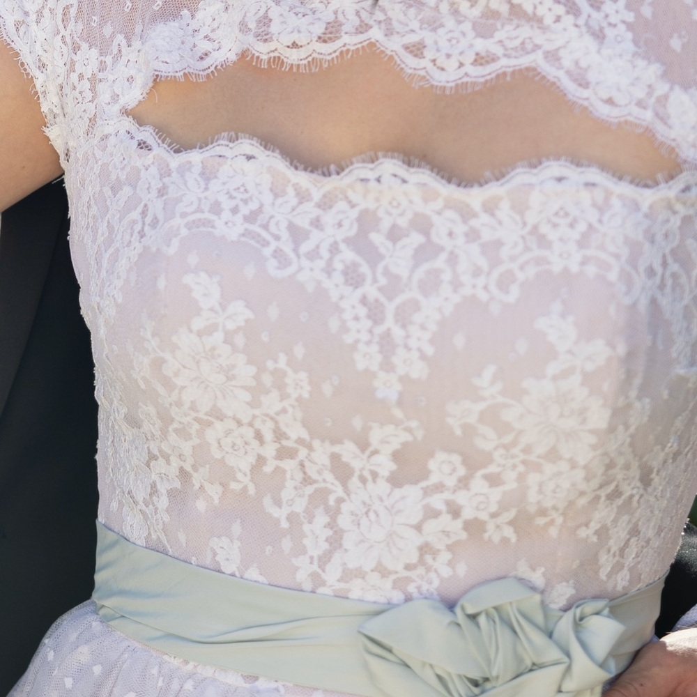 Victor costa vintage white lace cupcake bridal wedding dress - Picture 2 of 5